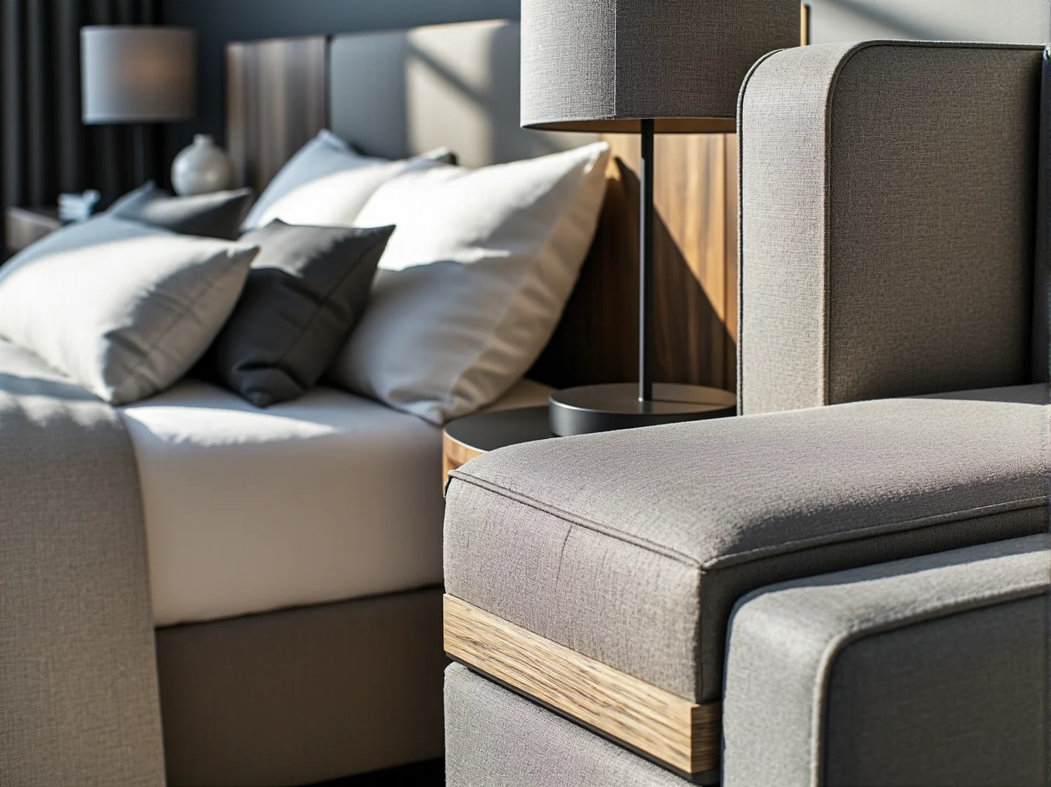 Model 3D fotela wyświetlany na tablecie w aplikacji do aranżacji wnętrz w czasie rzeczywistym