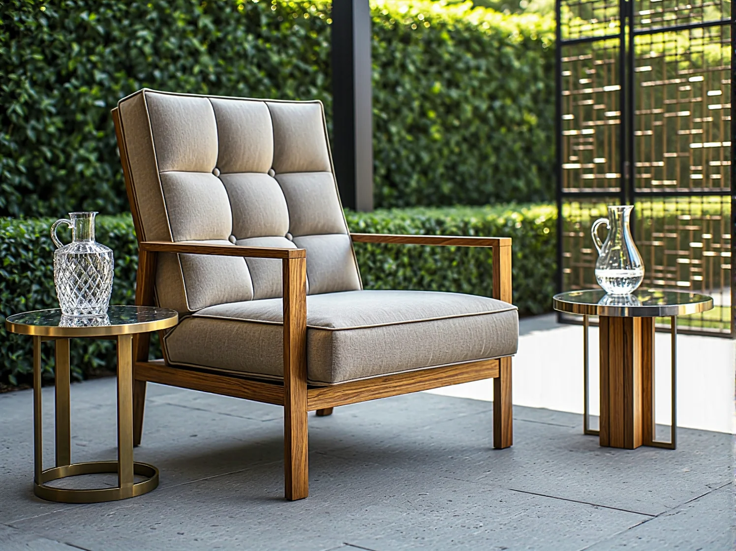 Eleganckie meble ogrodowe z białego technorattanu w stylu glamour z wygodnymi, pikowanymi poduszkami