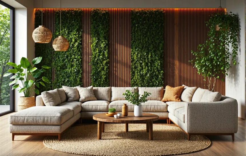 Narożnik tapicerowany beżowy na drewnianych nogach z poduszkami