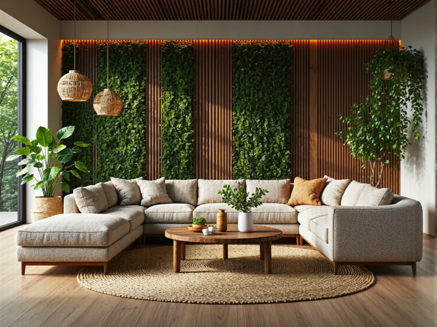 Narożnik tapicerowany beżowy na drewnianych nogach z poduszkami Narożnik tapicerowany beżowy na drewnianych nogach z poduszkami