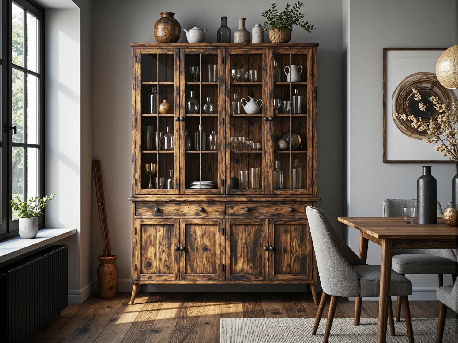 Ręcznie robiona ceramika i świece na blacie z litego drewna