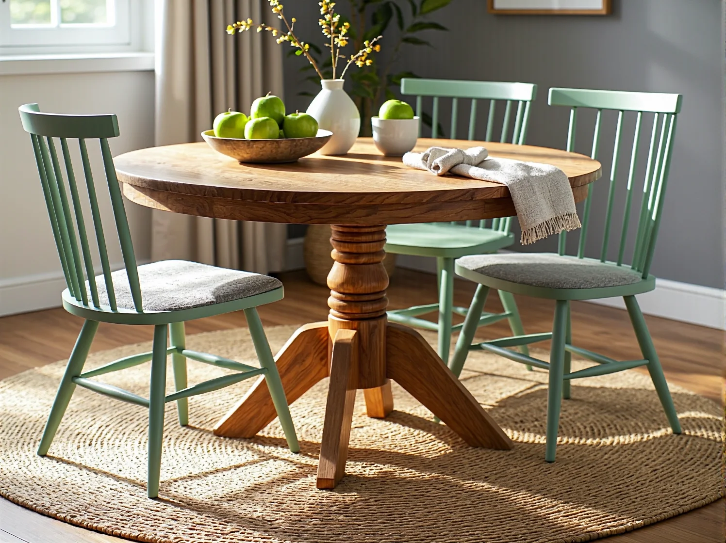 Detale kuchni rustykalnej: ceramiczny zlew i jasne tekstylia w sielskim klimacie.