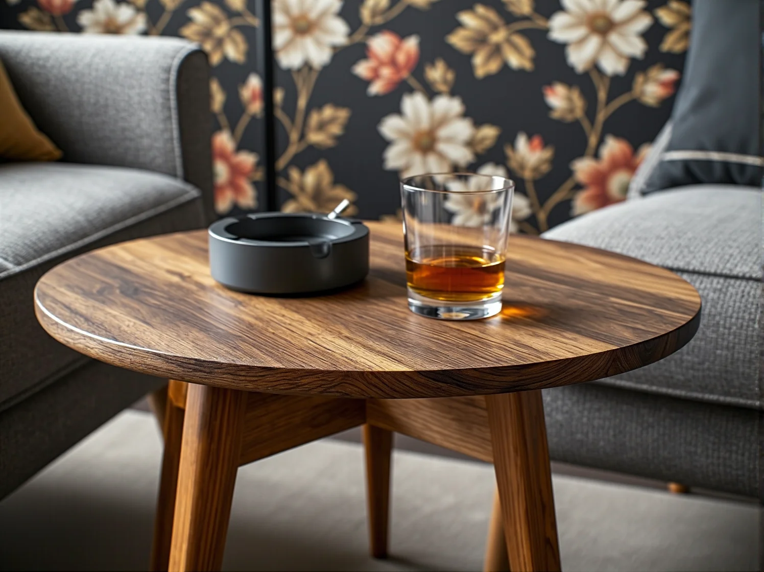 Welurowy fotel w stylu retro ze złotymi detalami z mosiądzu