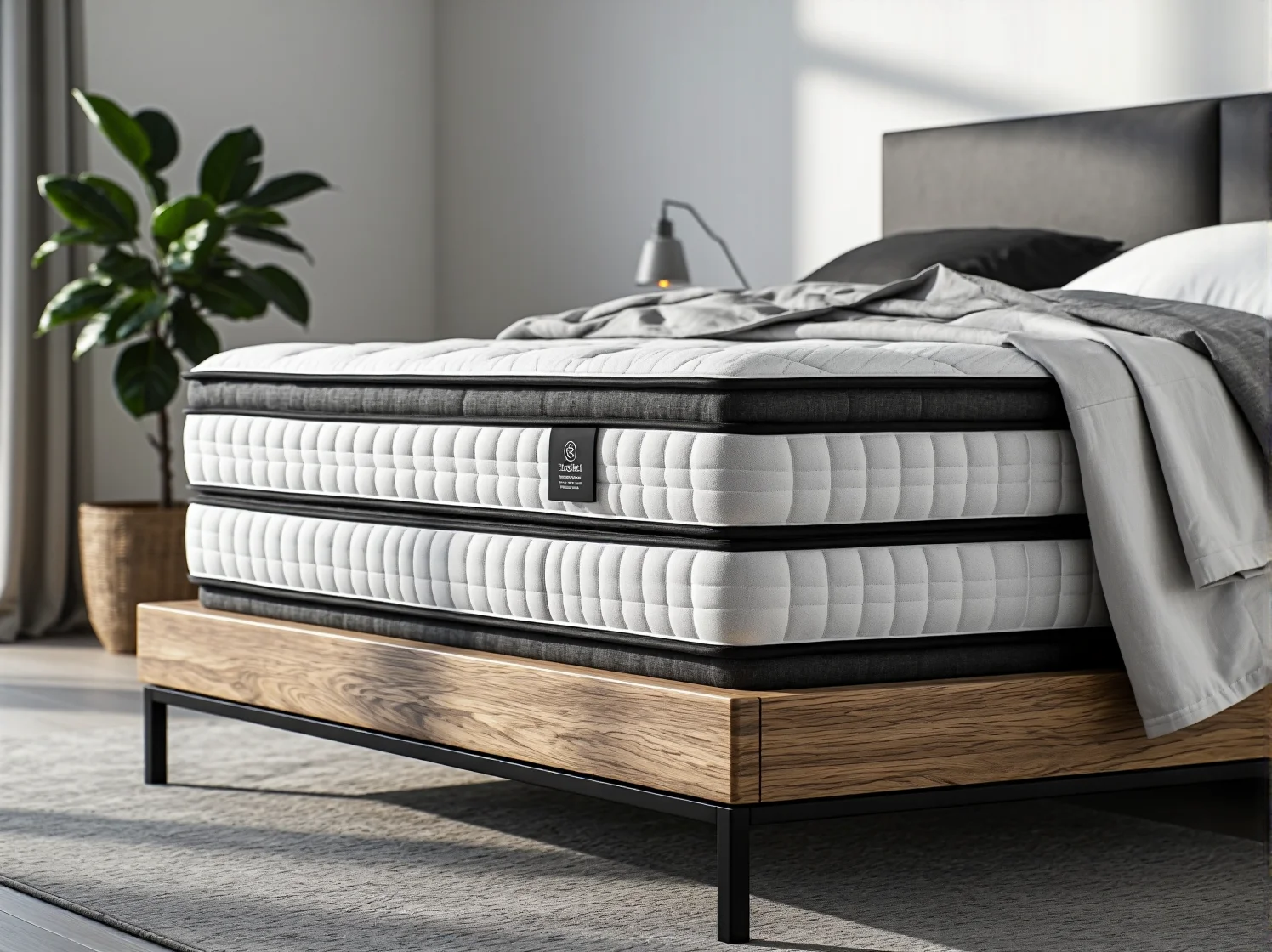 Wygodna sypialnia z materacem hybrydowym zapewniającym idealne podparcie kręgosłupa