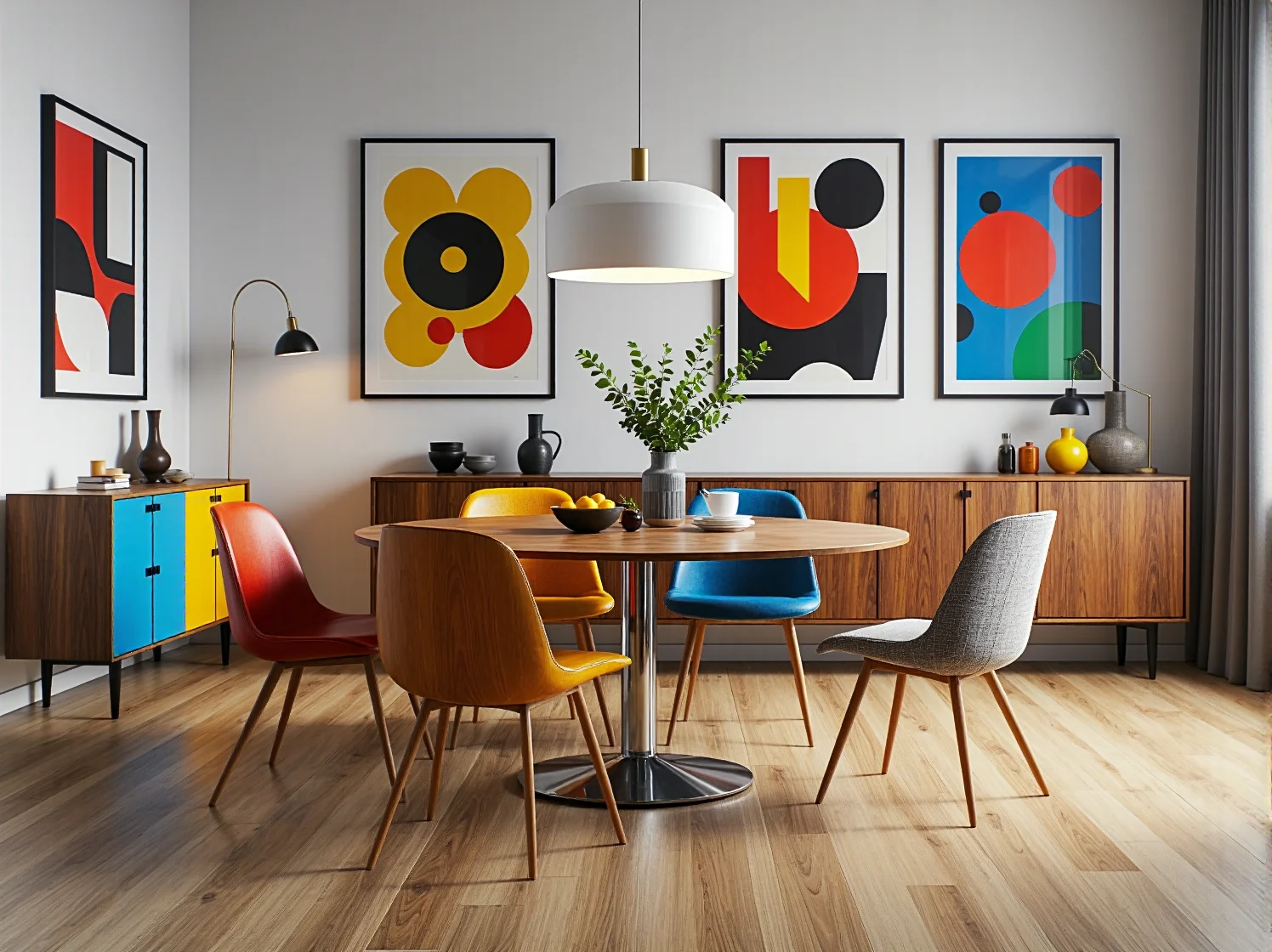 Komoda z drewna i plecionki rattanowej w aranżacji retro