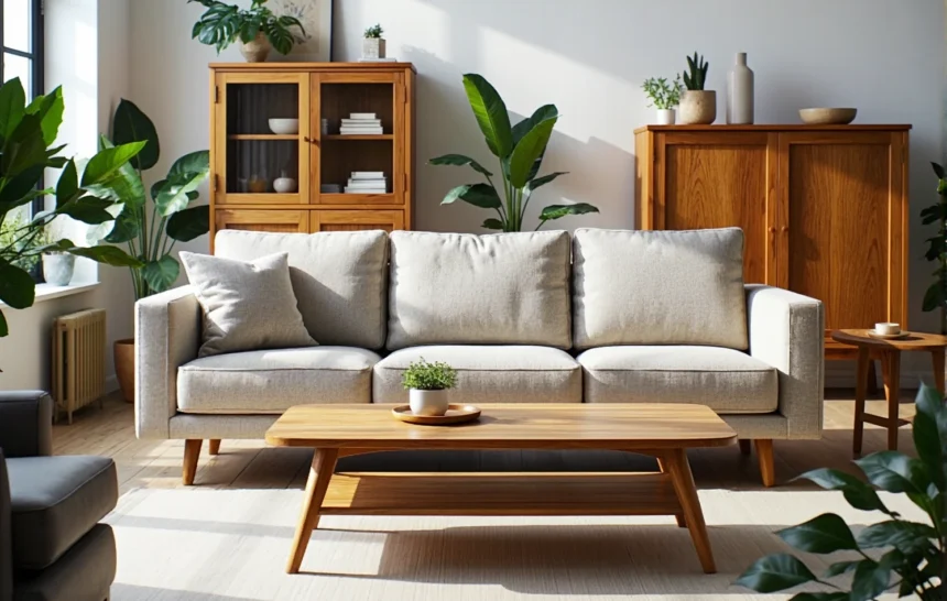 Drewniane meble ogrodowe dąb naturalny - witryna i komoda