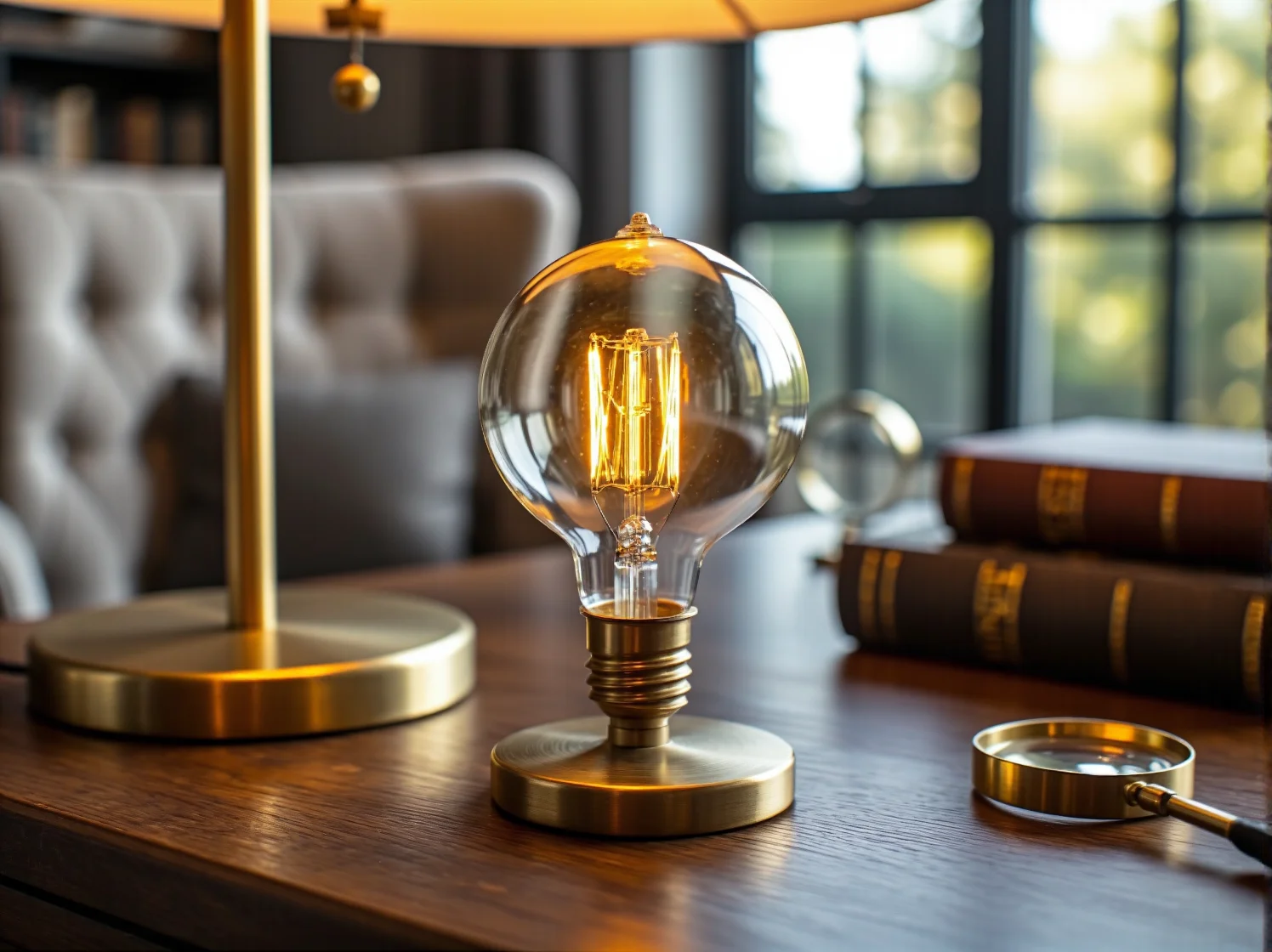 Elegancka lampa Art Deco ze szklanym kloszem i złotą podstawą