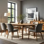 Lampa podłogowa łukowa z kremowym abażurem na metalowej nodze