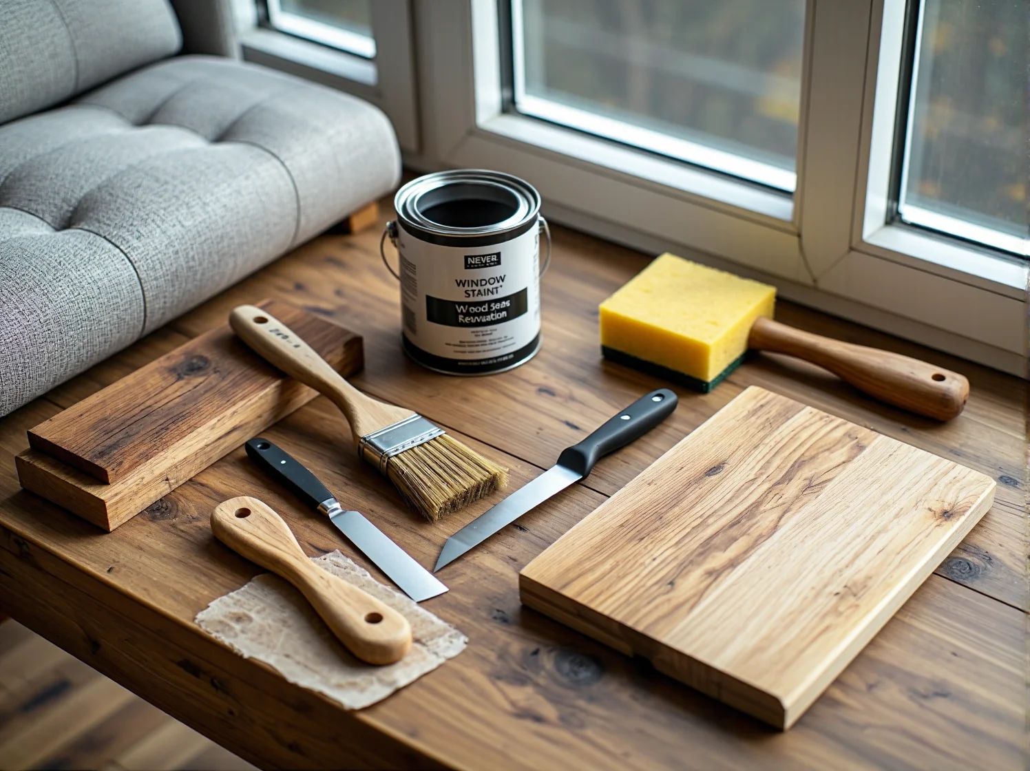 Malowanie odrestaurowanego okna białą farbą do drewna