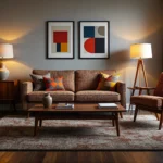 Retro meble salonowe drewniane w stylu mid-century modern