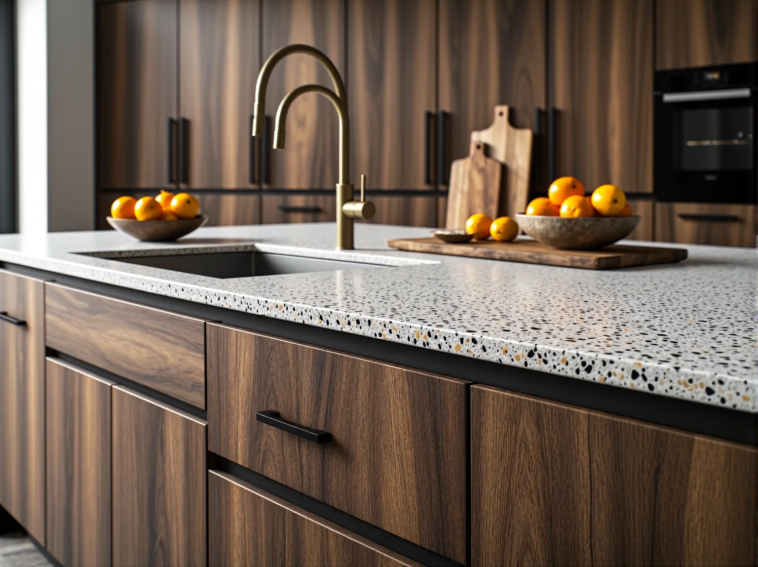 System modułowy mebli kuchennych z szafkami wiszącymi. Funkcjonalne przechowywanie w nowoczesnej kuchni.