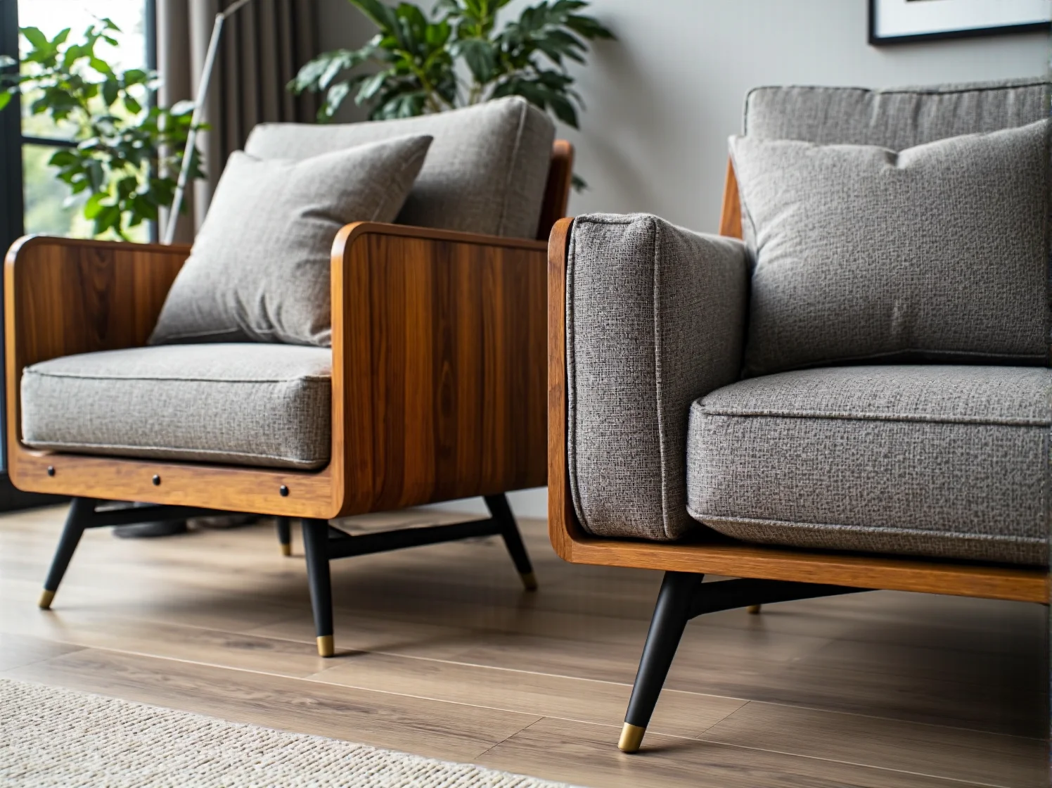 Przytulny kącik wypoczynkowy z musztardowym narożnikiem i stolikiem kawowym