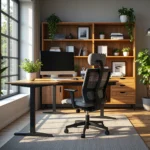 Biurko narożne dąb craft z metalową nogą i szufladami