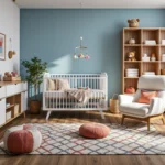 Białe łóżeczko niemowlęce ze szczebelkami w stylu skandynawskim