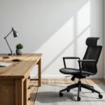 Ergonomiczne krzesło biurowe czarne z wysokim oparciem i zagłówkiem