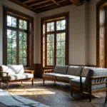 Drewniane ramy okienne orzech z klasycznymi szprosami do renowacji