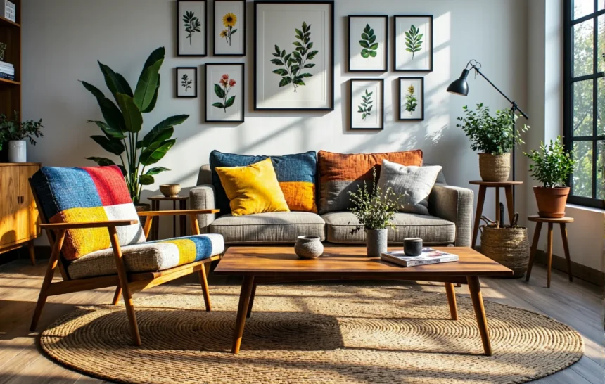 Drewniany stolik kawowy orzech w stylu skandynawskim