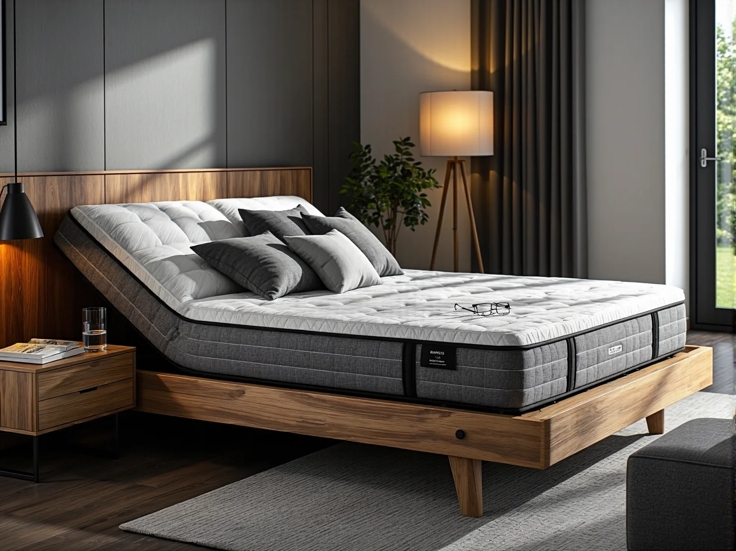 Osoba śpiąca wygodnie na boku na materacu dopasowującym się idealnie do krzywizn kręgosłupa.