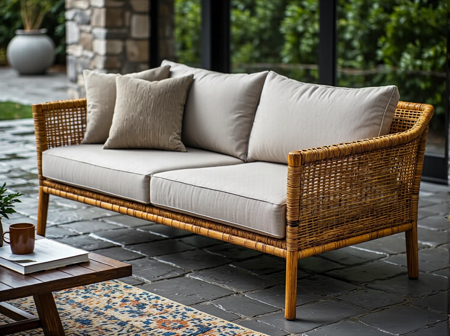 Wygodna kanapa ogrodowa z pianką Quick Dry, która szybko schnie na słońcu