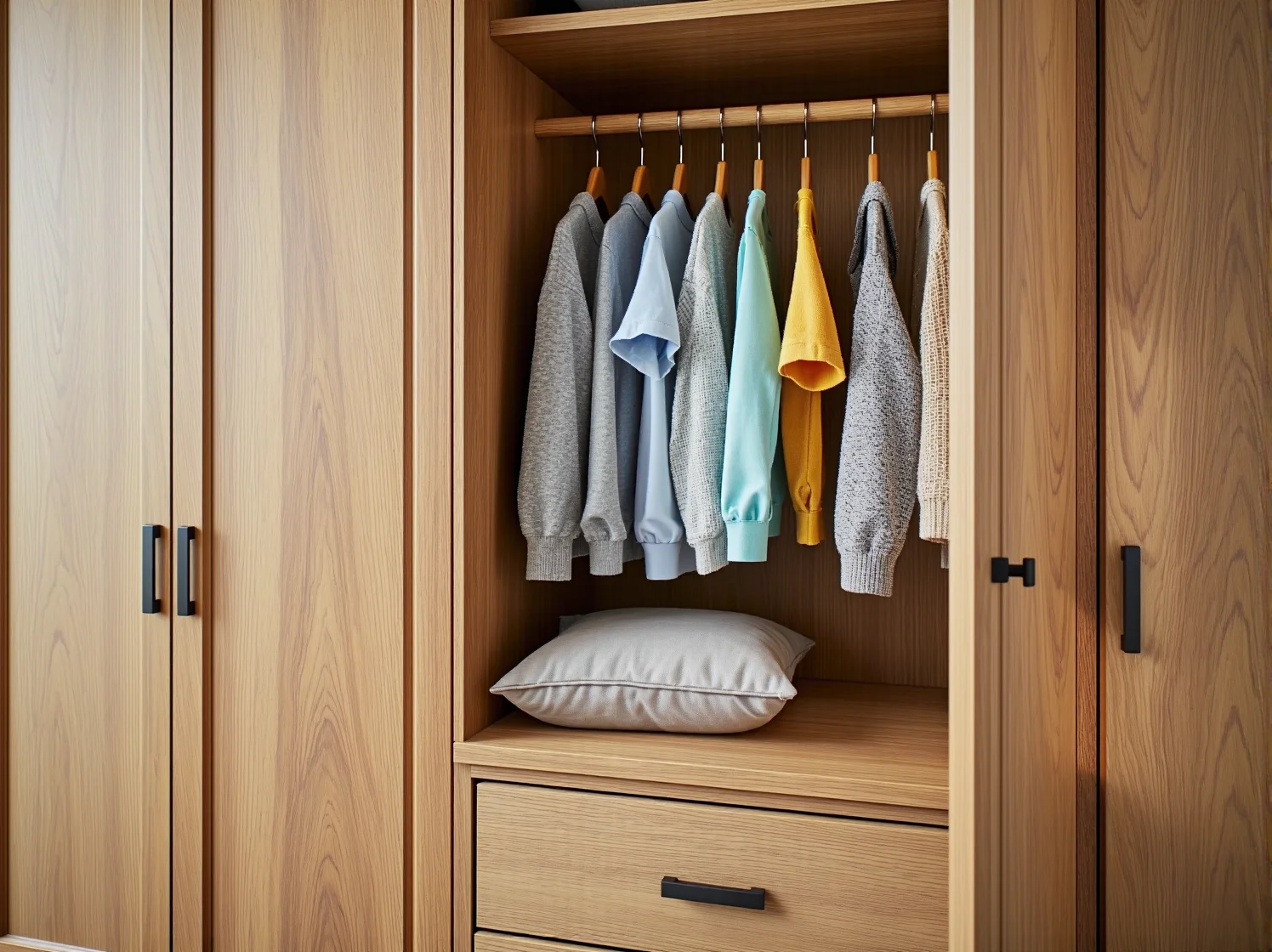 Solidne zawiasy z cichym domykiem i wytrzymała płyta MDF w białej szafie dla dziecka