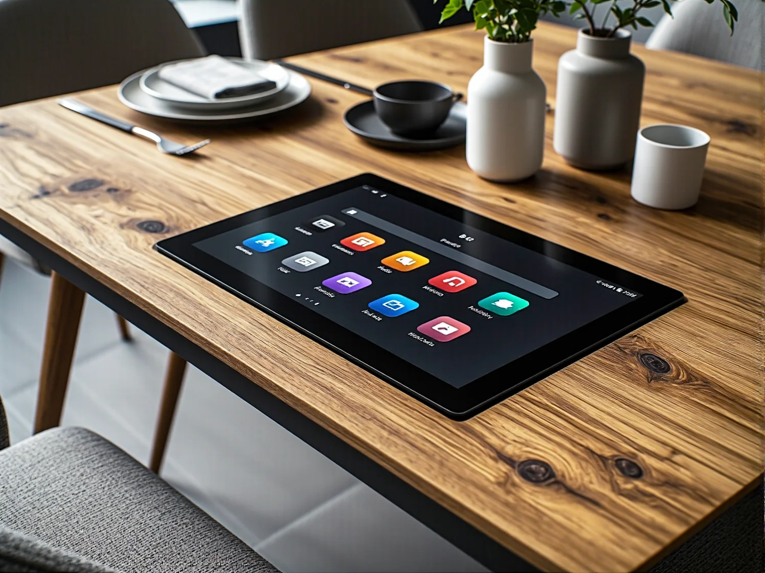 Blat stołu smart z wbudowaną ładowarką indukcyjną ładującą smartfon bezprzewodowo