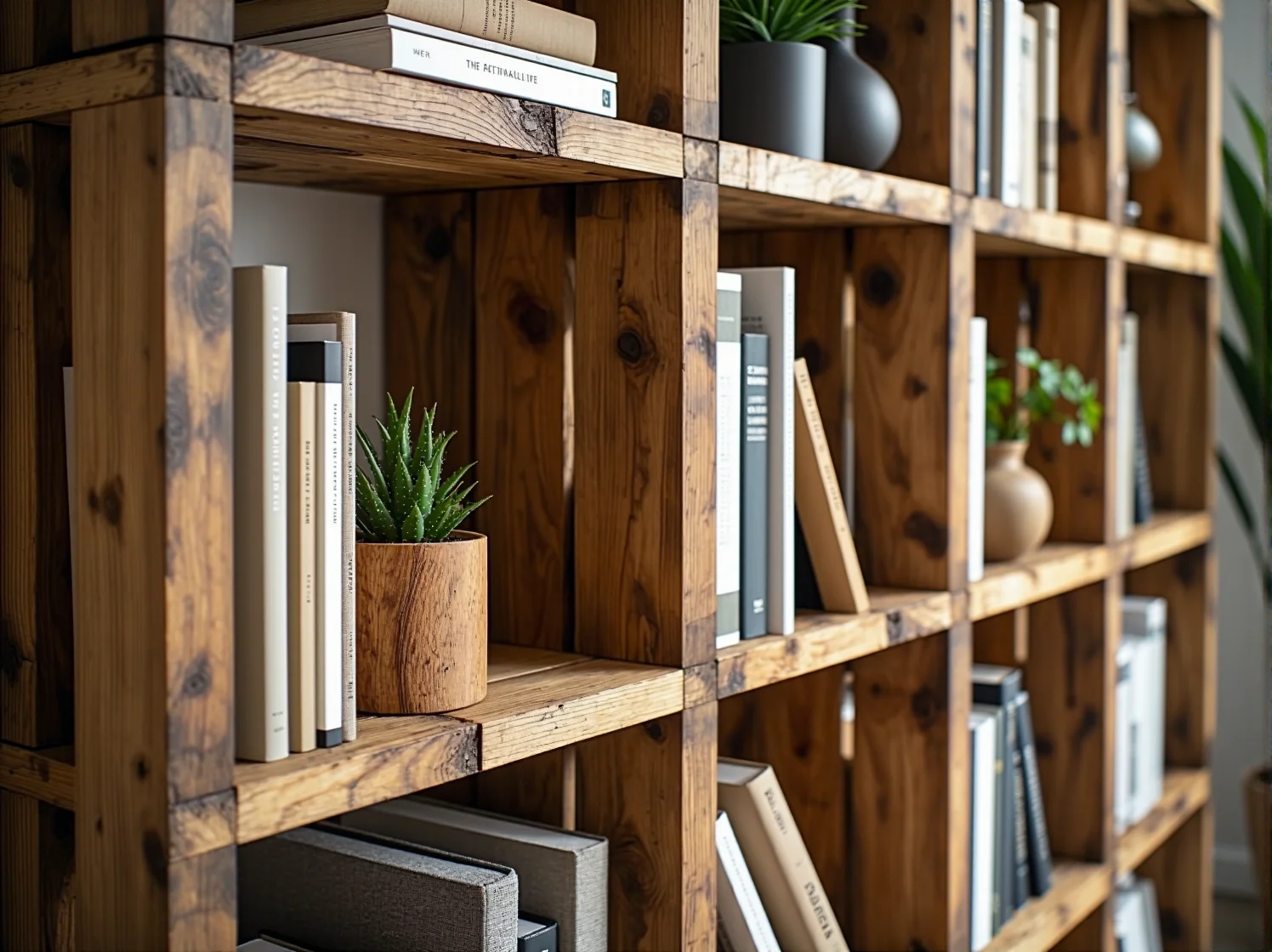 Stolik kawowy zrobiony ze starej skrzyni w aranżacji salonu