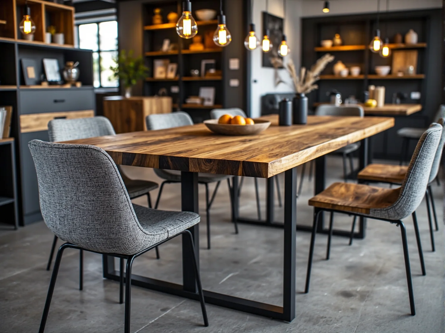 Surowy design modułowej szafy industrialnej na tle betonowej ściany