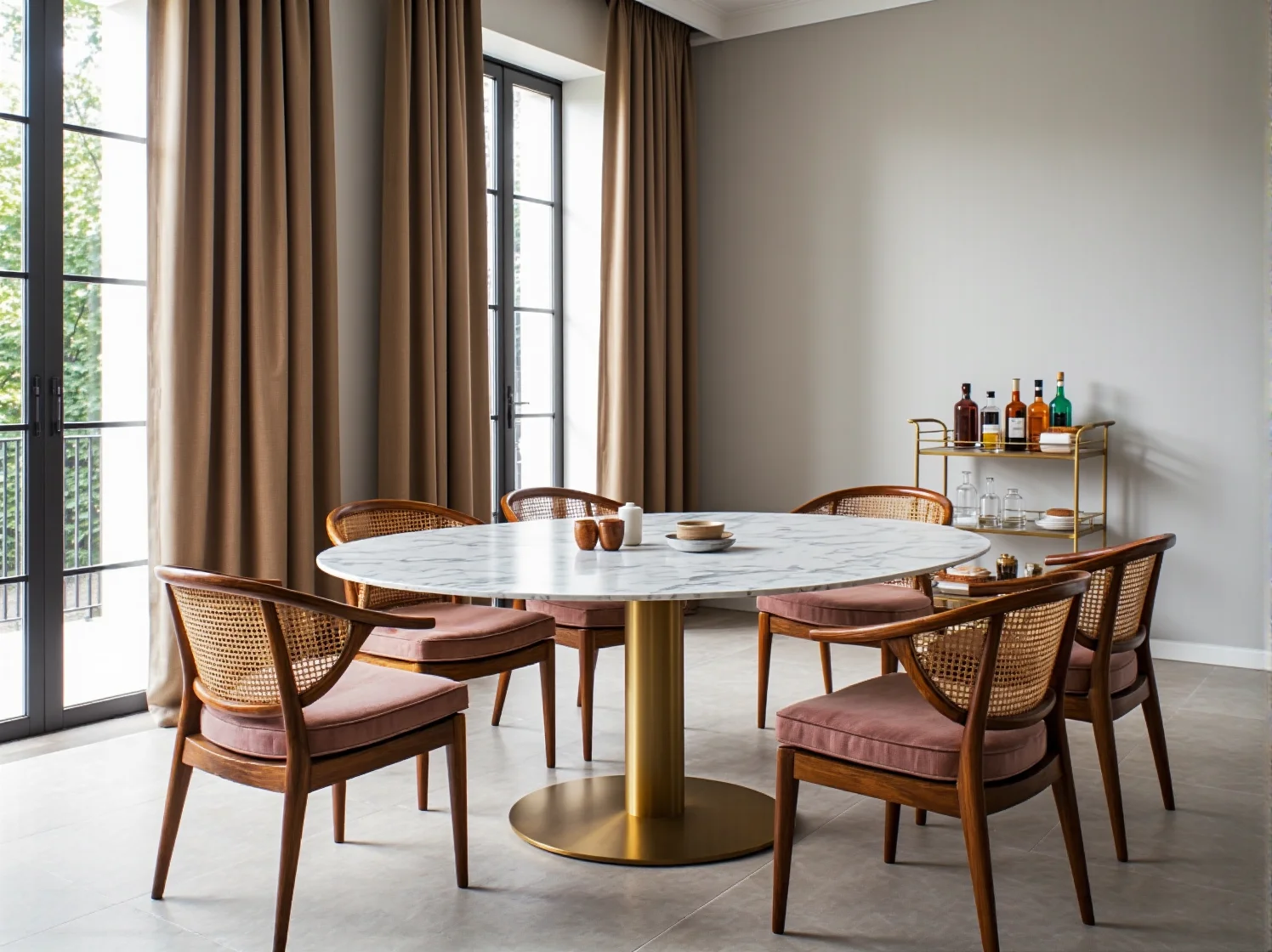 Luksusowa sypialnia glamour z toaletką retro i kryształowym żyrandolem