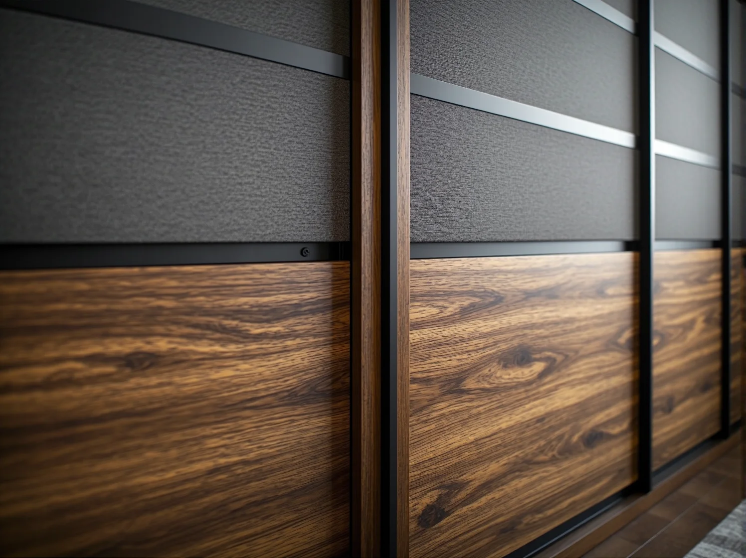 Nowoczesna szafa przesuwna z lustrem, styl skandynawski, pojemne wnętrze z półkami i drążkiem.