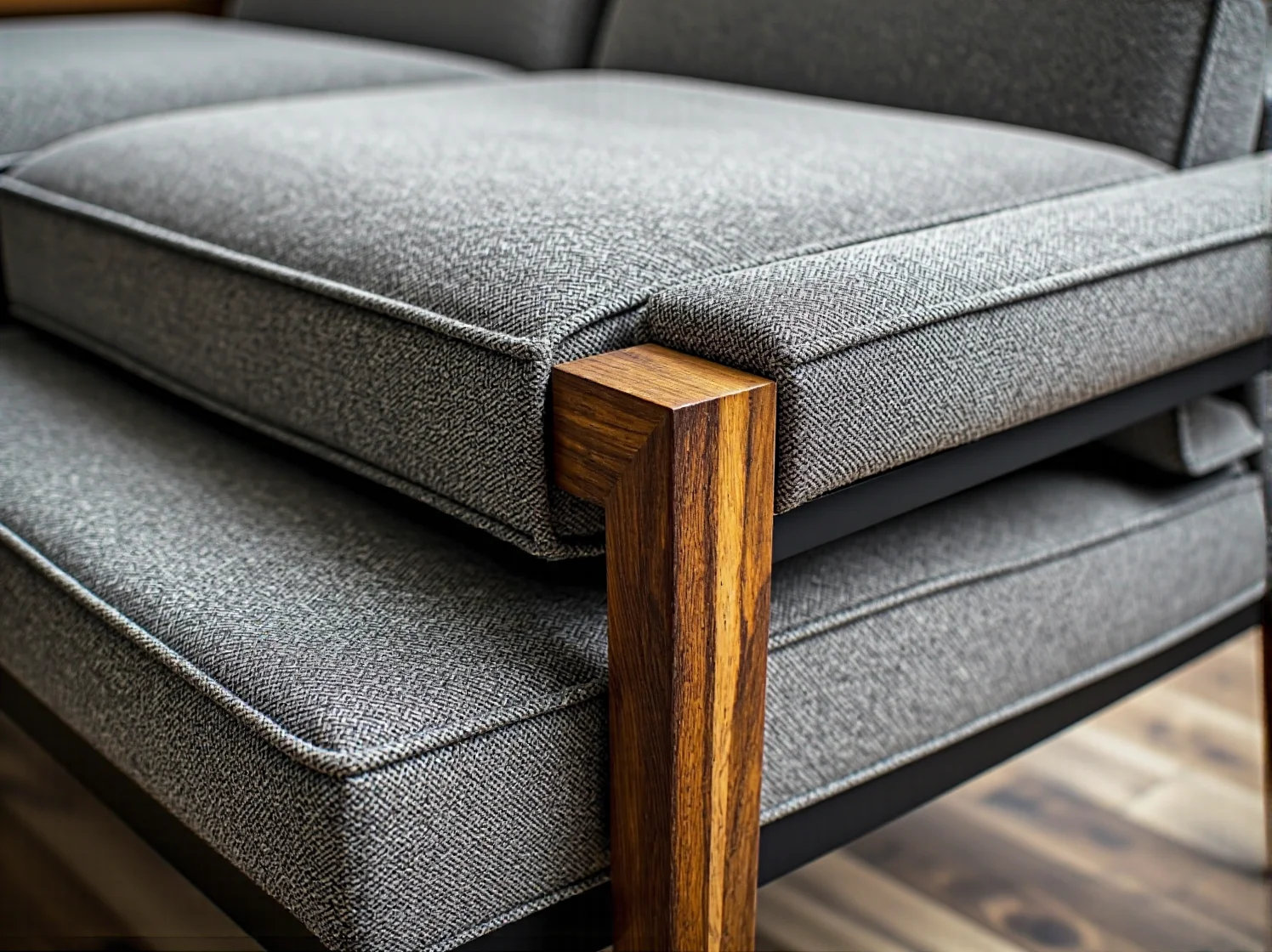 Industrialna szafka nocna z metalu i starego drewna przy łóżku w sypialni loftowej