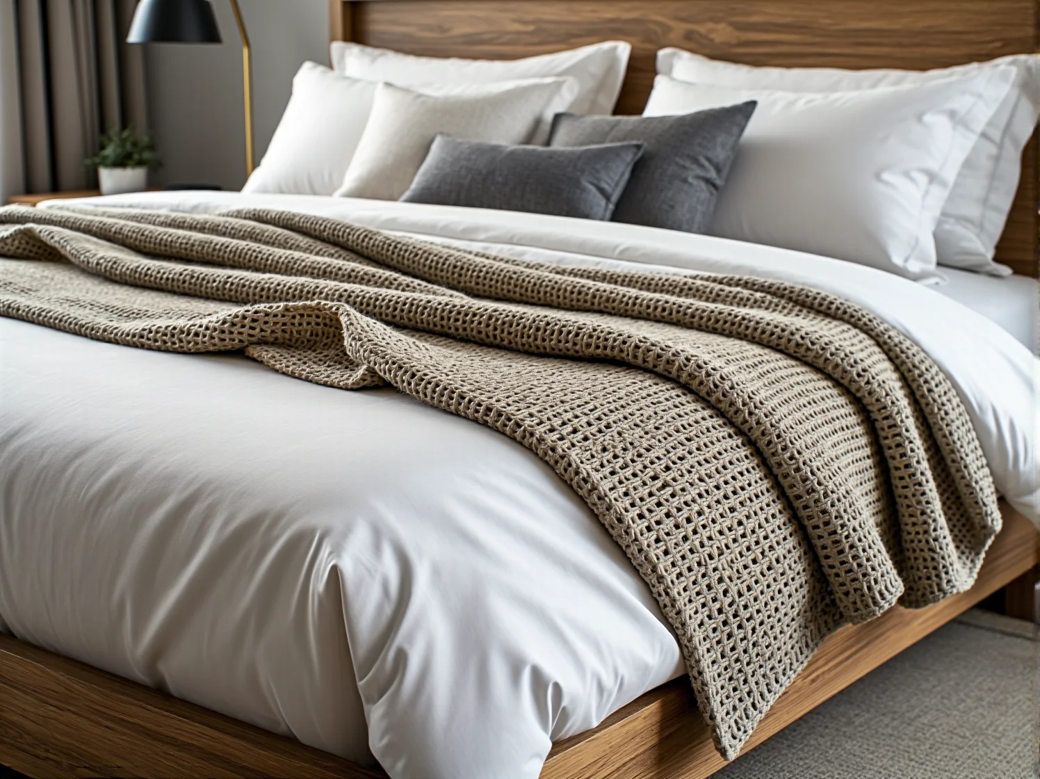 Funkcjonalne łóżko sypialniane skandynawski design z pojemnikiem