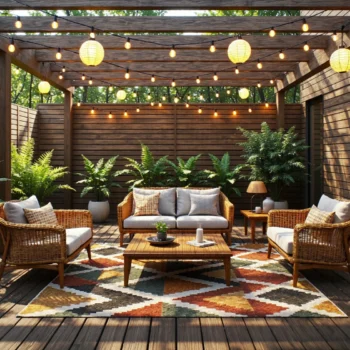 Zestaw mebli ogrodowych rattanowych z sofą i fotelami