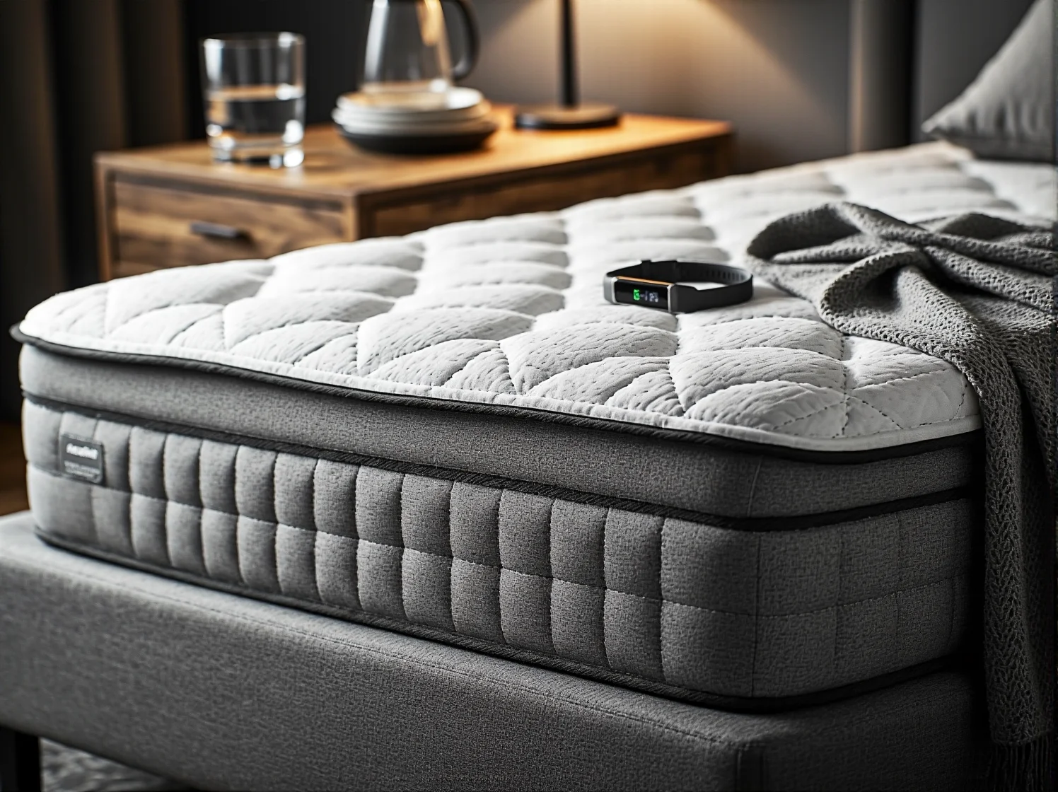 Przekrój materaca hybrydowego pokazujący warstwy pianki i sprężyn kieszeniowych.