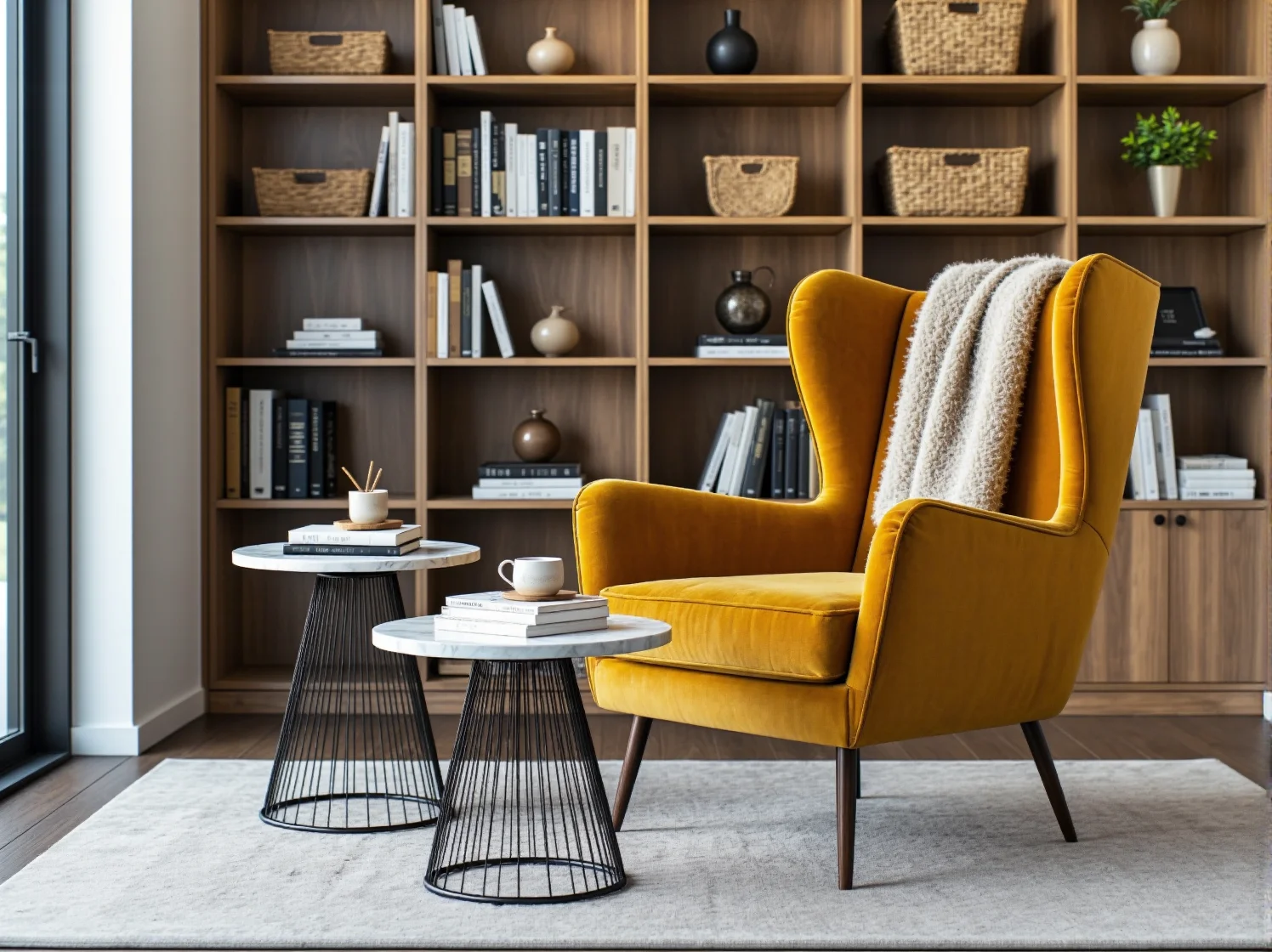 Stylowe łóżko z pojemnikiem w przytulnej sypialni